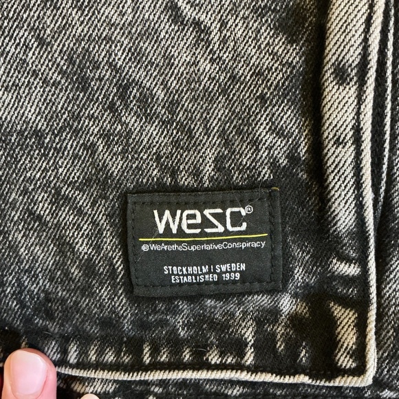 WeSC Acid Wash Denim Chore Jacket Black Unisex Size M - Picture 4 of 9